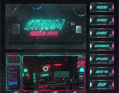 Free Dark Neon Stream Overlay For Twitch Behance In Overlays