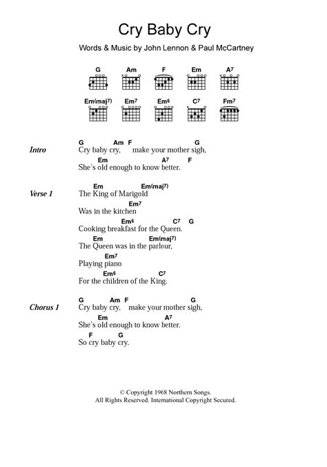 Cry Baby Cry by The Beatles - Guitar Chords/Lyrics - Guitar Instructor