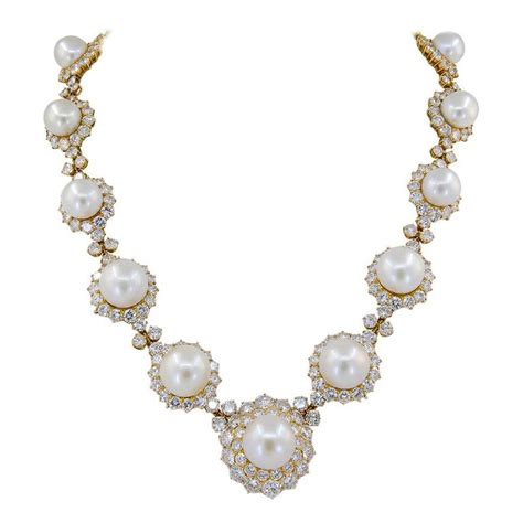 Van Cleef And Arpels Diamond Pearl Necklace For Sale At 1stdibs