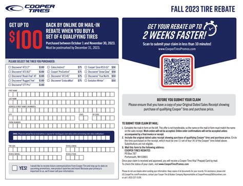 Cooper Tire Rebate Form 2024 USRebate