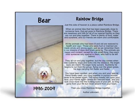 Rainbow Bridge Poem Pet Memorial Rainbow Bridge Frame Rainbow Bridge ...