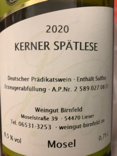 Weingut Birnfeld Kerner Spätlese Vivino