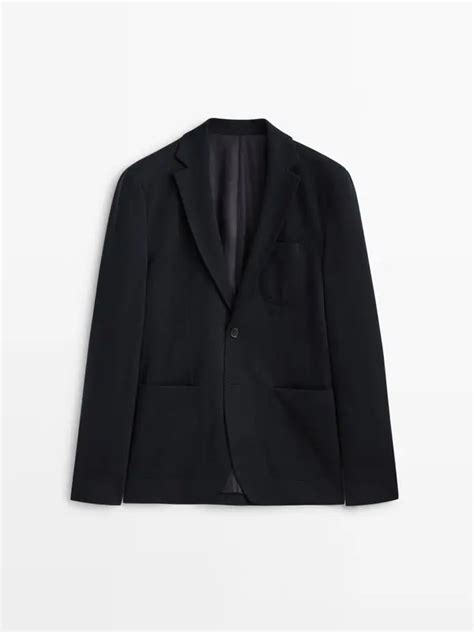 Buy Massimo Dutti Blazer With Wool Navy Blue At 61 Off Editorialist