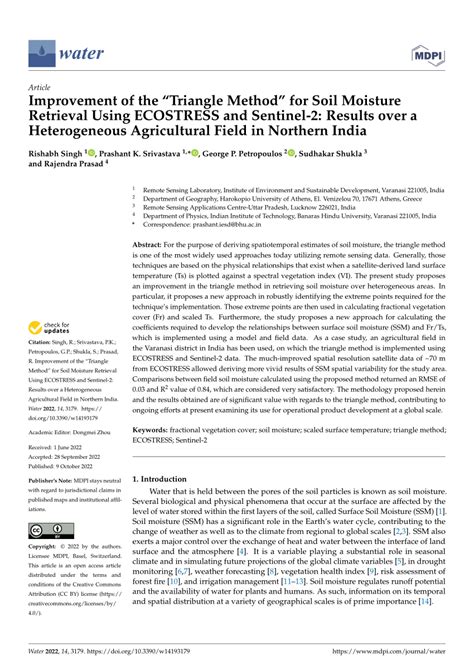 Pdf Improvement Of The Triangle Method For Soil Moisture Retrieval