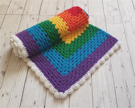 Crochet rainbow baby blanket | Etsy