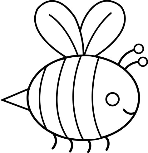 Cute Bumble Bee Line Art - Free Clip Art