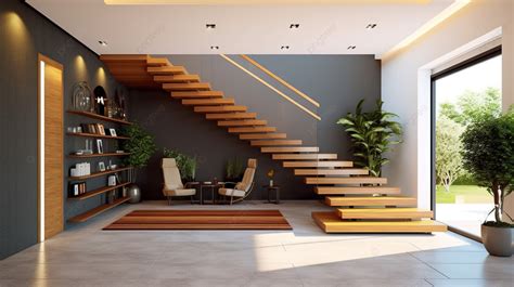 Contemporary House Entrance Featuring Front Door Sideboard And Staircase In 3d Visualization