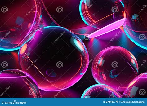 Generative Ai Seamless Illustration Abstract Background With Glass Balls With Refraction In Pink