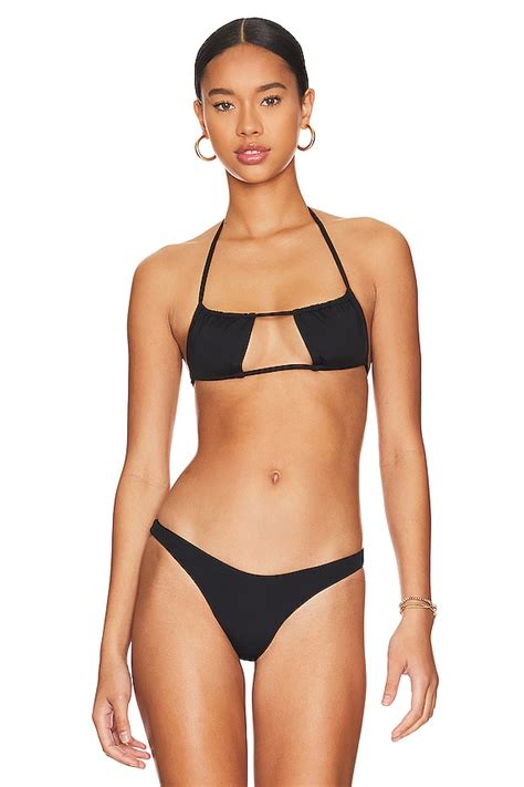 Weworewhat Ruched Bandeau Bikini Top In Black Revolve