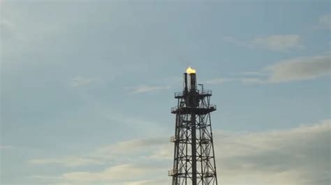 Flaring Of Dangerous Gases In The Oil Fi Stock Video Pond