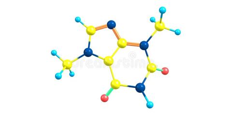 Estructura Molecular De Teobromina Aislada En Blanco Stock De