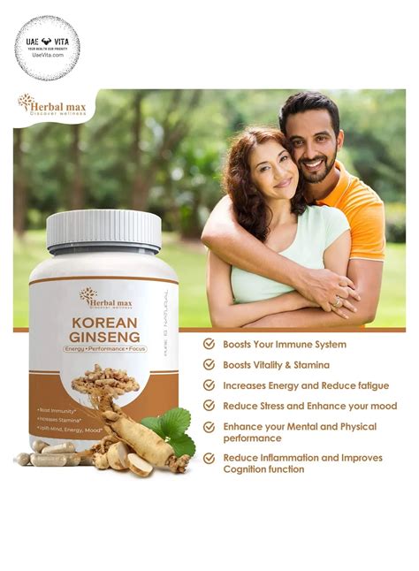 Herbal Max Korean Ginseng 60 Capsules Elevate Your Health