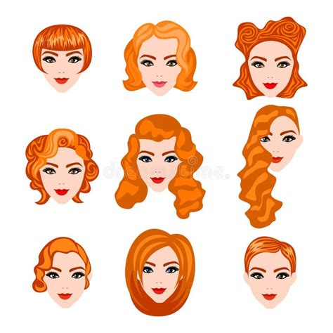 Set Of Hand Drawn Hairstyles Vector Sketch Fashion Illustration Stock