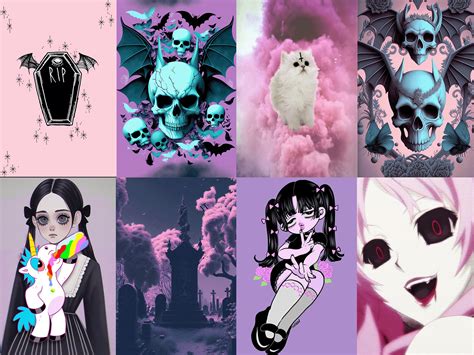 Pastel Goth Wall Collage Kit Gothic Pastel Posters Pastel Etsy