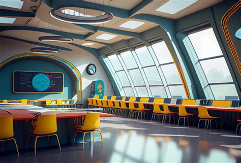 Futuristic School Interior, Ai Illustration Stock Illustration ...