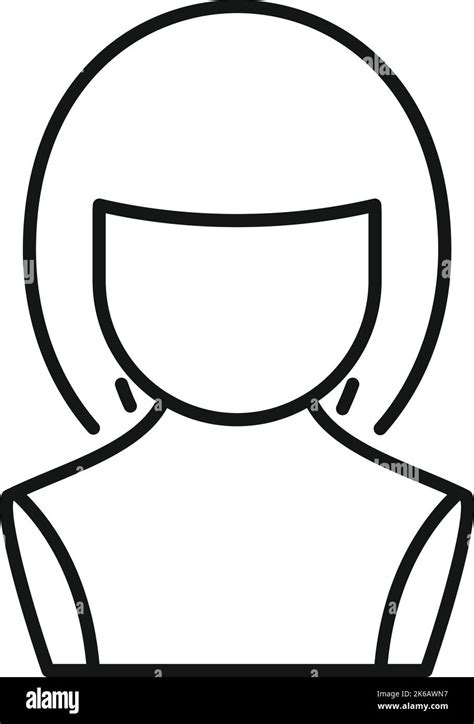 Model Wig Icon Outline Vector Head Style Short Beauty Stock Vector