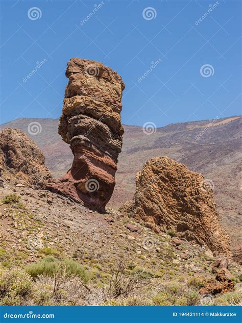 Beroemde Rots Genaamd De Vinger Van God Roques De Garcia Roque Cinchado