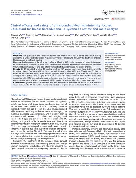 PDF Clinical Efficacy And Safety Of Ultrasound Guided High Intensity