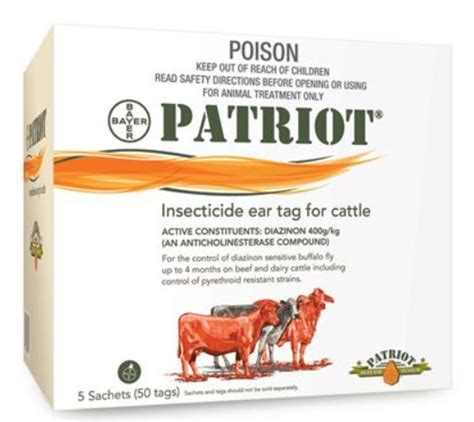 Ear Tag Patriot Insecticidal Fly Ear Tags Pk Organo Phosphate Bayer