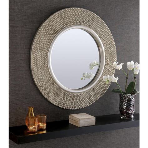 Rome Large Round Silver Stud Framed Wall Mirror 31 Mirror Decor