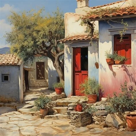 Premium Ai Image Yard Of A Greek House