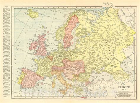 Historic Map 1913 Europe Vintage Wall Art Historic Pictoric