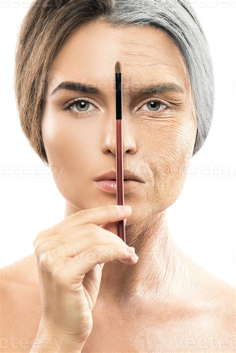 Aging concept. Young and old face comparision. 16200493 Stock Photo at ...