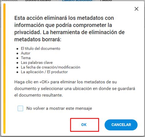 Eliminación de metadatos de un documento PDF Soda PDF