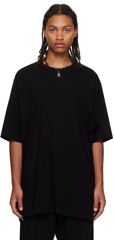 Black Deconstructed Pocket T Shirt By Yohji Yamamoto On Sale