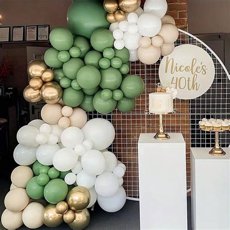 St Cke Salbeigr Ne Luftballons Girlanden Set Olive Matte Ballons