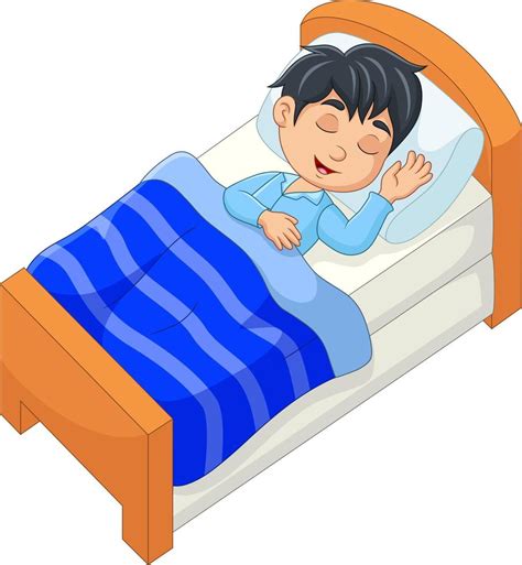 Dibujos Animados Sonrisa Niño Pequeño Durmiendo En La Cama 8734799 Vector En Vecteezy