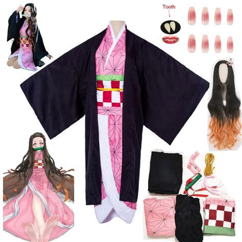 Kamado Nezuko Kostium Cosplayowy Anime Demon Slayers Kimono Kimetsu Nie