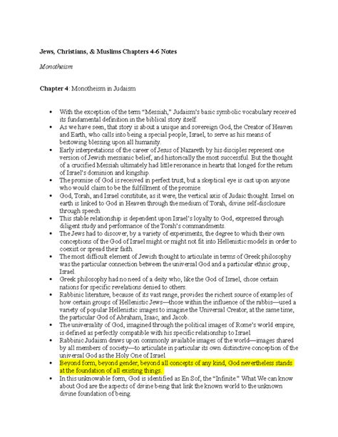 Jews Christians and Muslims Chapter 4-6 Notes - Jews, Christians