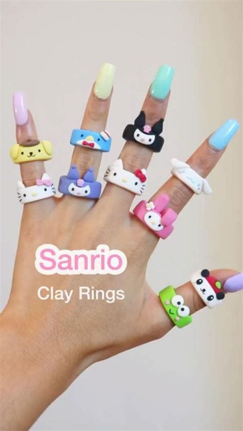 How To Make Sanrio Rings Clay Crafts Polymer Clay Crafts Diy Gifts