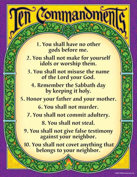 Learning Chart Ten Commandments T 38709 Supplyme