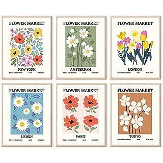 RETRART Flower Market Poster Set Of 6 Abstract Flower Market Wall Art