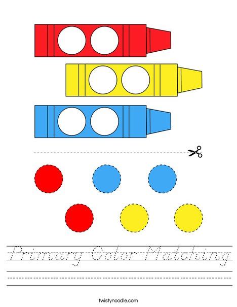 Primary Color Matching Worksheet D Nealian Twisty Noodle