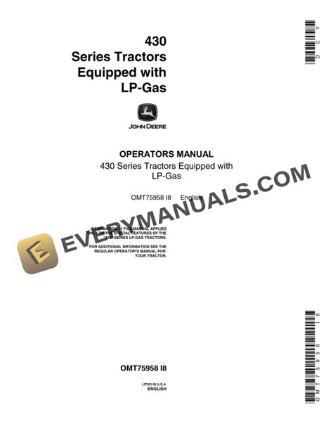 John Deere Tractor Operator Manual Omt