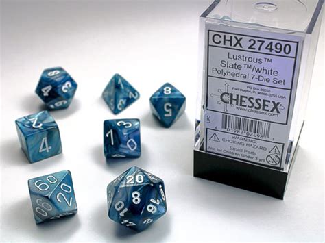 Chessex Slatewhite Lustrous Polyhedral 7 Die Set Zwergenschmiede Gmbh