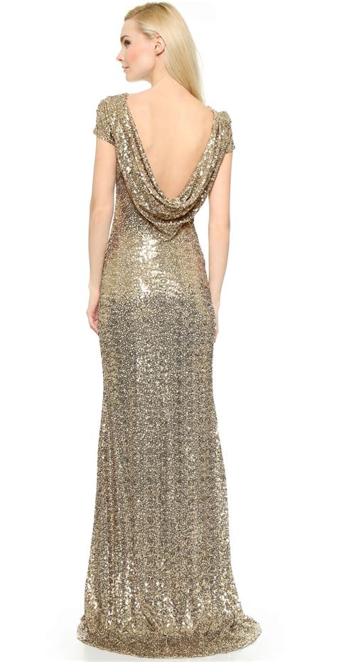 Badgley Mischka Collection Sequin Cowl Back Gown Shopbop Dressy