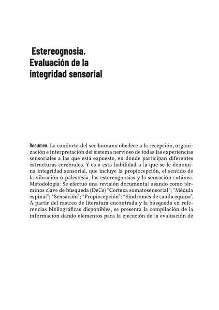 Estereognosia Evaluaci N De La Integridad Sensorial Medicina Y