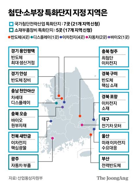 반도체는 경기도 2차전지·디스플레이는 비수도권 거점 중앙일보