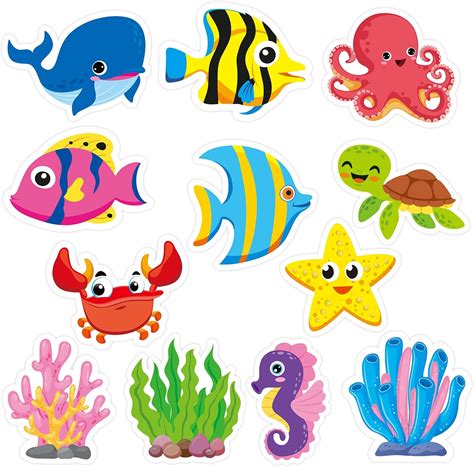 48 Pieces Sea Animals Cut Outs Ocean Fish Classroom Accents