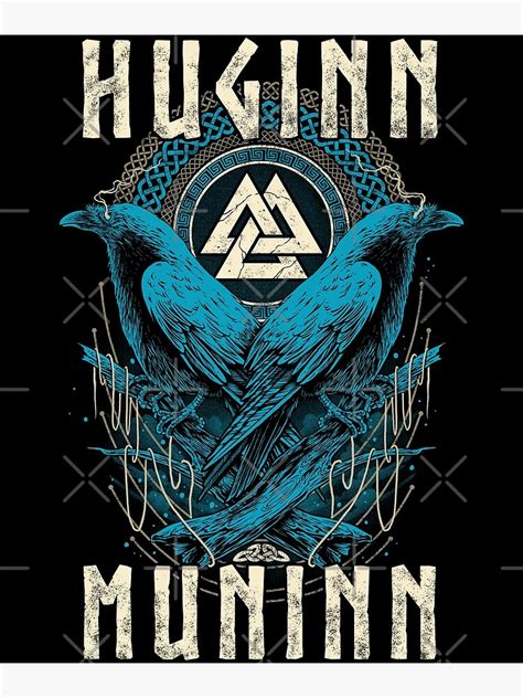 Norse Raven Viking Mythology Odin Valknut Poster For Sale By