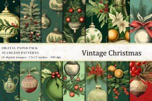 Vintage Christmas Digital Papers Graphic By Bonadesigns Creative Fabrica