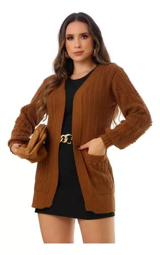 Blusa Tricot Trico Feminina Cardigan Casaco Aberto Modal Mercadolivre