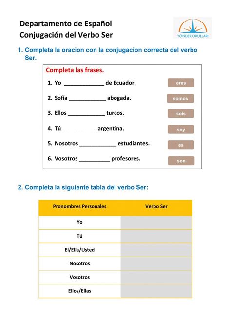 Ejercicio De El Verbo Ser En Verbos Cuadro De Texto Ejercicios Sexiz Pix