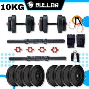 BULLAR Dumbbells Set Home Gym Set With 10Kg PVC Plates Dumbbell Rods