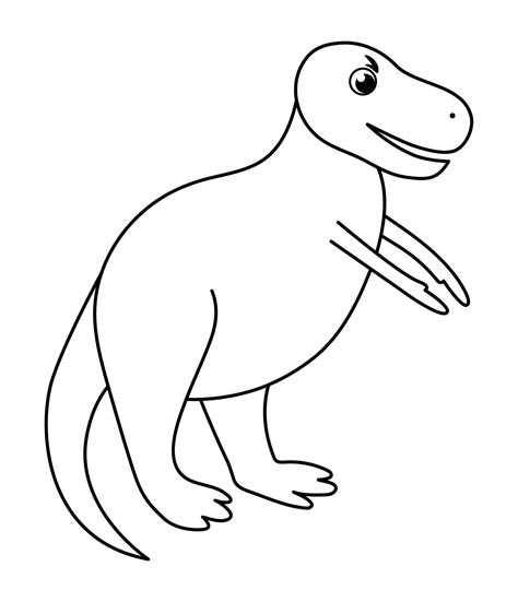 Vector Cute Dinosaur Line Icon Isolated On White Background Funny