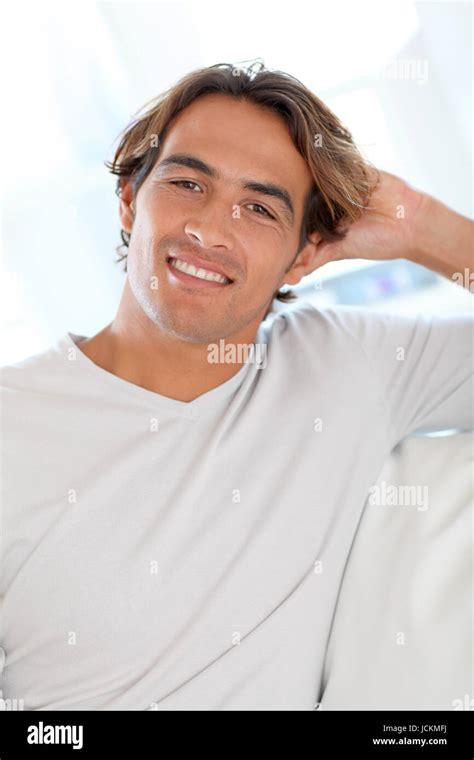 Portrait Of Smiling Handsome Man Stock Photo Alamy